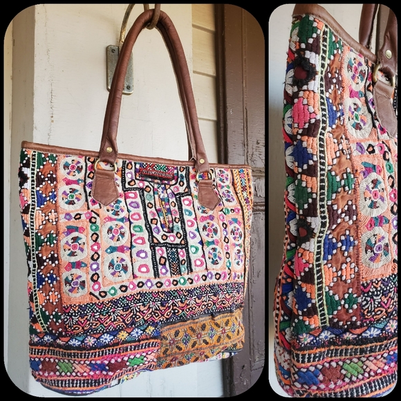 Artisan Banjara zari Boho  Embroidered bag Handmade Patchwork Repurposed - Picture 7 of 16